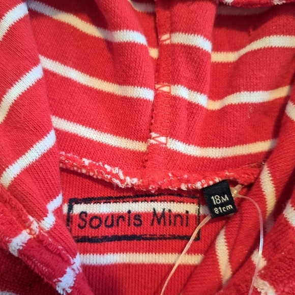 Souris Mini girls 18 months red & white striped swim cover up, New - Picture 4 of 5